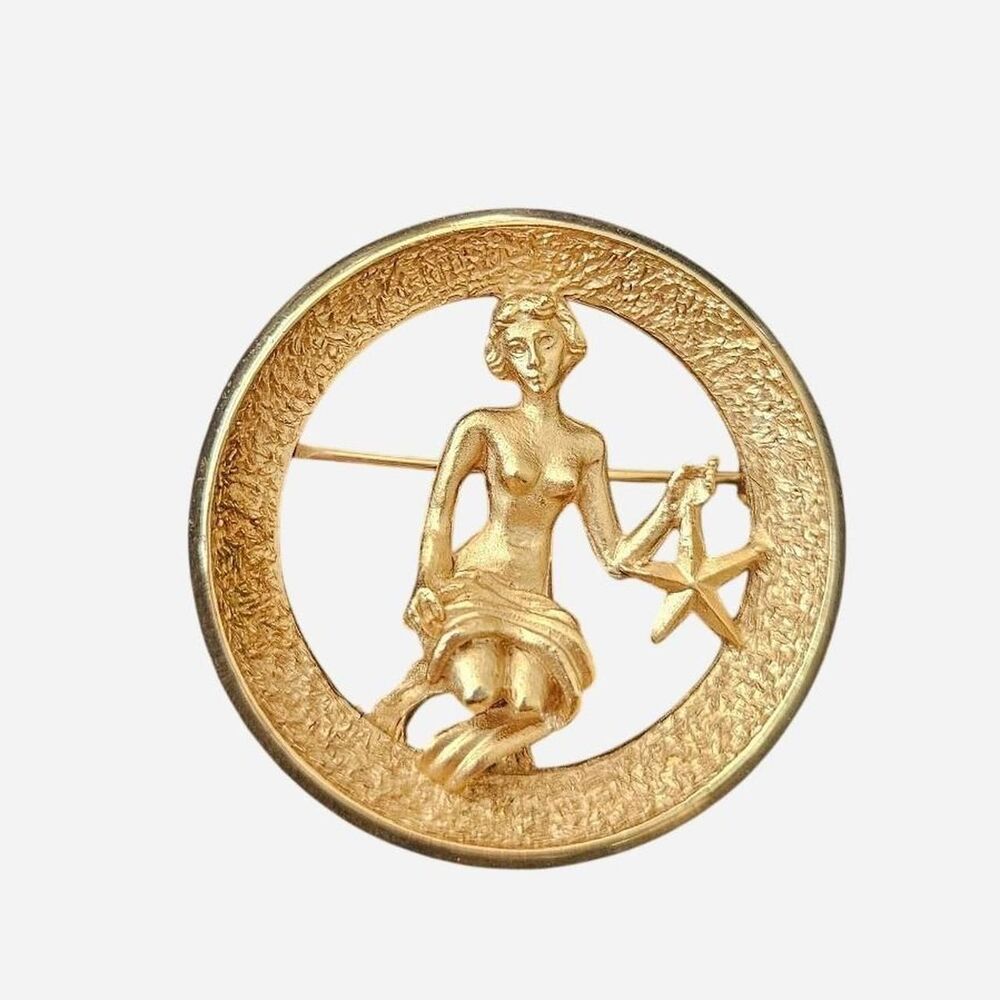 vintage gold tone Virgo zodiac trifari pin
